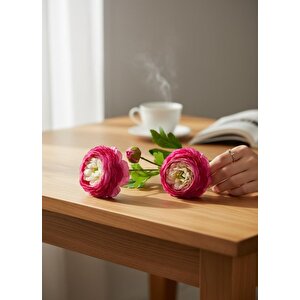 Yapay Çiçek Şakayık Çiçeği Fuşya Renk 2 Çiçek 1 Tomurcuk 50cm