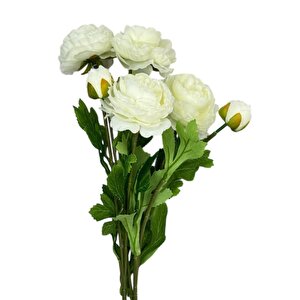 Yapay Çiçek Şakayık Çiçeği Beyaz Renk 2 Çiçek 1 Tomurcuk 50cm