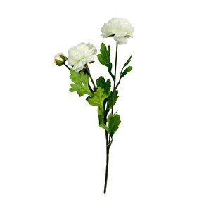 Yapay Çiçek Şakayık Çiçeği Beyaz Renk 2 Çiçek 1 Tomurcuk 50cm