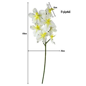 Yapay Çiçek Beyaz Eva Orkide Büyük Boy Gerçeksi Doku Uzun Dal 68cm