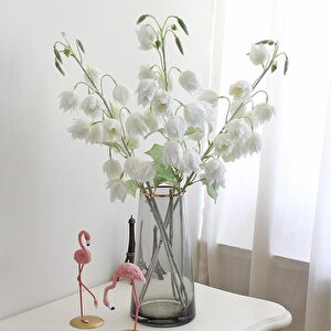 Yapay Çiçek Çan Çiçeği Beyaz 85cm Tek Dal Kumaş Çiçek Uzun Dal