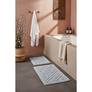 Geometrik Desenli Pamuklu 2’li Banyo & Klozet Paspas Takımı