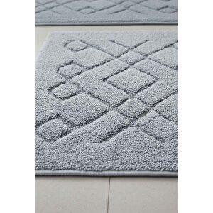 Geometrik Desenli Pamuklu 2’li Banyo & Klozet Paspas Takımı