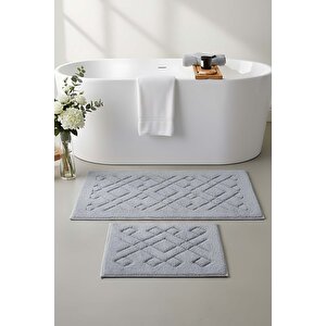 Geometrik Desenli Pamuklu 2’li Banyo & Klozet Paspas Takımı