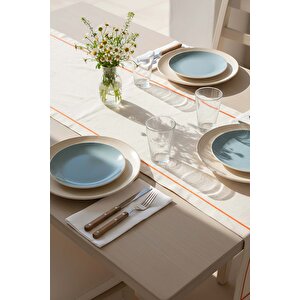 Turuncu Biyeli Krem Runner 50×130 Cm