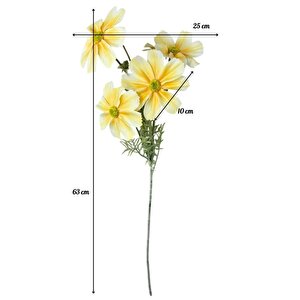 Yapay Çiçek Kavuniçi Papatya 4çiçekli Uzun Dal 63cm Gerçeksi Doku