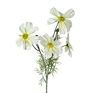 Yapay Çiçek Beyaz Papatya 4çiçekli Uzun Dal 63cm Gerçeksi Doku