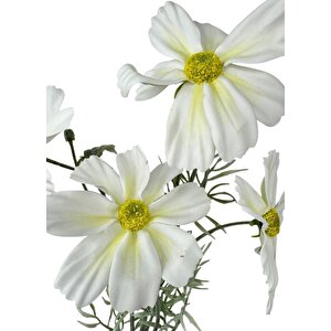 Yapay Çiçek Beyaz Papatya 4çiçekli Uzun Dal 63cm Gerçeksi Doku
