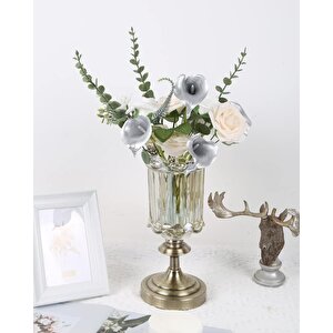 Yapay Çiçek Gümüş Renk Gala Eva Malzeme Silver Cala Flower 8li Demet