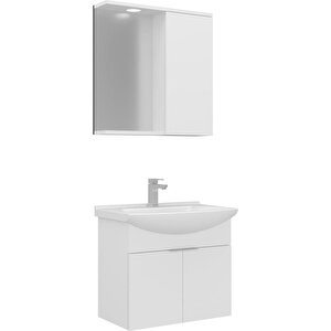 Banyo Dolabı Purus 65 Cm Asma Banyo Dolabı Takımı Beyaz (spot Aynalı)