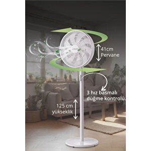 Kfan-7627 Salınım Fonksiyonlu Ultra Sessiz Stand Vantilatör 9 Kanatlı 50w