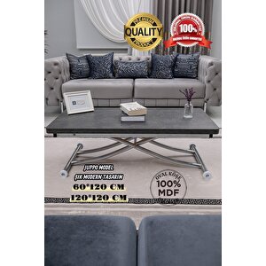 Akıllı Sehpa Juppo Üst Tabla Mdf Kartal Oval Köşe Alt Ayak Krom Kaplama Içe Kıvrım 60x120 cm