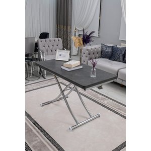 Akıllı Sehpa Juppo Üst Tabla Mdf Kartal Oval Köşe Alt Ayak Krom Kaplama Içe Kıvrım 60x120 cm