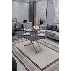 Akıllı Sehpa Juppo Üst Tabla Mdf Kartal Oval Köşe Alt Ayak Krom Kaplama Içe Kıvrım 60x120 cm