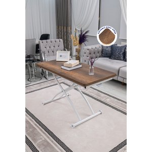 Akıllı Sehpa Juppo Üst Tabla Mdf Barok Koyu Ceviz Oval Köşe Alt Beyaz Dışa Kıvrım 60x120 cm