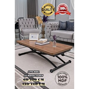 Akıllı Sehpa Juppo Üst Tabla Mdf Ceviz Oval Köşe Alt Ayak Siyah Dışa Kıvrım