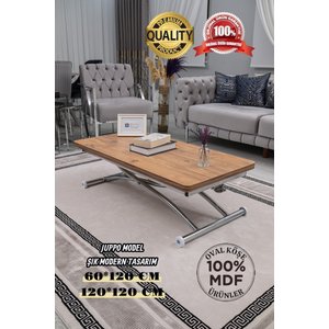 Akıllı Sehpa Üst Tabla Mdf Efesçam Oval Köşe Alt Krom Kaplama Dışa Kıvrım 60x120 cm