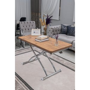 Akıllı Sehpa Üst Tabla Mdf Efesçam Oval Köşe Alt Krom Kaplama Dışa Kıvrım 60x120 cm