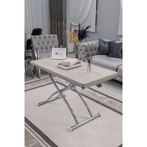 Akıllı Sehpa Juppo Üst Tabla Mdf Lizbon Oval Köşe Alt Ayak Krom Kaplama Dışa Kıvrım 60x120 cm