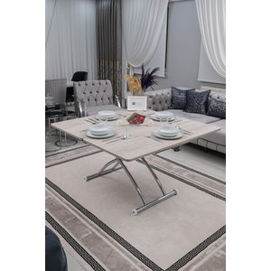 Akıllı Sehpa Juppo Üst Tabla Mdf Lizbon Oval Köşe Alt Ayak Krom Kaplama Dışa Kıvrım 60x120 cm