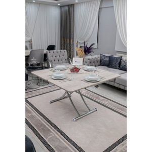 Akıllı Sehpa Juppo Üst Tabla Mdf Lizbon Oval Köşe Alt Ayak Krom Kaplama Içe Kıvrım 60x120 cm
