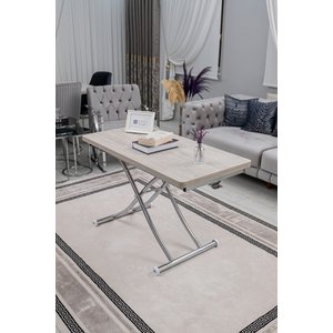 Akıllı Sehpa Juppo Üst Tabla Mdf Lizbon Oval Köşe Alt Ayak Krom Kaplama Içe Kıvrım 60x120 cm