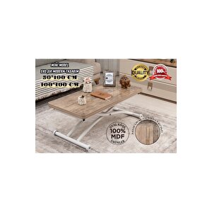 Akıllı Sehpa Mini Juppo Üst Tabla Mdf Antiklayt Oval Köşe Alt Ayak Beyaz Dışa Kıvrım