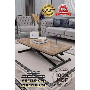 Akıllı Sehpa Home Üst Tabla Mdf Antiklayt Oval Köşe Alt Mekanizma Siyah Renk 60x120 cm