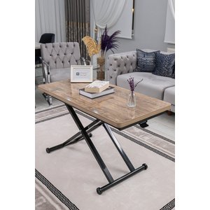 Akıllı Sehpa Home Üst Tabla Mdf Antiklayt Oval Köşe Alt Mekanizma Siyah Renk 60x120 cm