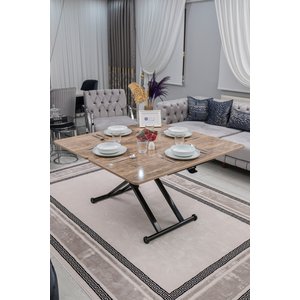 Akıllı Sehpa Home Üst Tabla Mdf Antiklayt Oval Köşe Alt Mekanizma Siyah Renk 60x120 cm