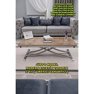 Akıllı Sehpa Juppo Üst Tabla Mdf Antiklayt Oval Köşe Alt Krom Kaplama Içe Kıvrım 60x120 cm