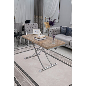 Akıllı Sehpa Juppo Üst Tabla Mdf Antiklayt Oval Köşe Alt Krom Kaplama Içe Kıvrım 60x120 cm