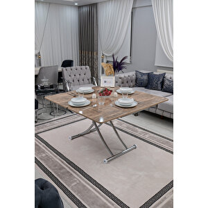 Akıllı Sehpa Juppo Üst Tabla Mdf Antiklayt Oval Köşe Alt Krom Kaplama Içe Kıvrım 60x120 cm