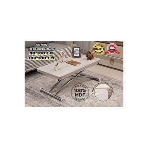 Mini Juppo Dışa K Akıllı Sehpa Üst Tabla Mdf Oval Köşe Alt Krom Kaplama