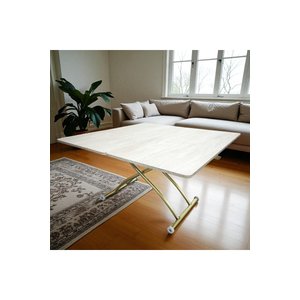Juppo Üst Tabla Mdf Traverten Oval Köşe Alt Mekanizma Sağlam Metal Komple 60x120 cm