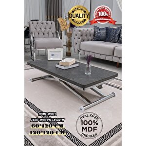 Akıllı Sehpa Home Üst Tabla Mdf Kartal Alt Mekanizma Krom Kaplama 60x120 cm