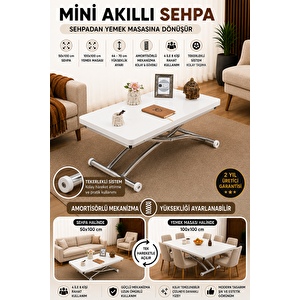 Mini Juppo Dışa K Akıllı Sehpa Üst Tabla Mdf Oval Köşe Alt Krom Kaplama