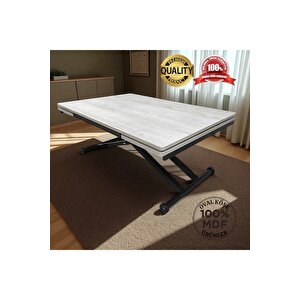 Yan Baştan Açılır Akıllı Yemek Masası Oval Mdf Tabla LİZBON Alt Mekanizma SİYAH