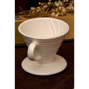 Coffe Filter V60 Porselen Kırık Beyaz Dripper Kahve Filtresi