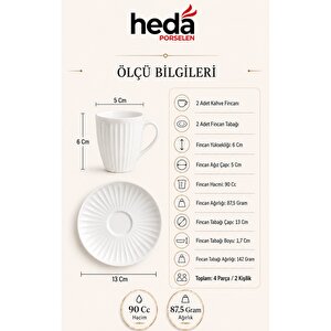 Karizma 4 Parça 2 Kişilik Porselen Kahve Fincan Takımı