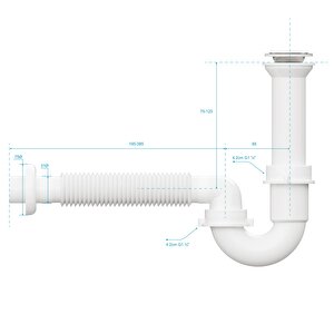Aqua Bagno Comfort Lavabo Sifonu, Koku Önleyici, Ayarlanabilir, Süzgeç Dahil