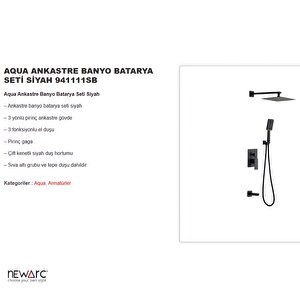 Aqua Siyah Ankastre Banyo Bataryası Set 941111sb
