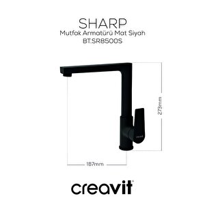 Creavit Sharp Mat Siyah Lavabo-banyo-eviye Bataryası 3'lü Set Sr1500s-sr2510s-sr8500s
