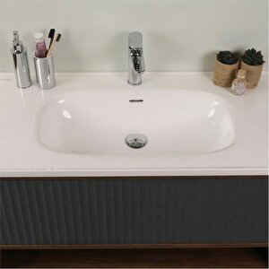Kobos Elegant 100 Cm Banyo Dolabı Seti Miling Oak + Argento
