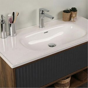Kobos Elegant 100 Cm Banyo Dolabı Seti Miling Oak + Argento