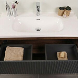 Kobos Elegant 100 Cm Banyo Dolabı Seti Miling Oak + Argento