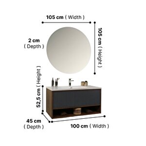 Kobos Elegant 100 Cm Banyo Dolabı Seti Miling Oak + Argento