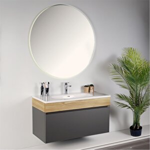 Harmony 100 Cm Banyo Dolabı Seti Füme + Meguro