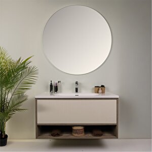 Elegant 100 Cm Banyo Dolabı Seti Light Walnut + Luna