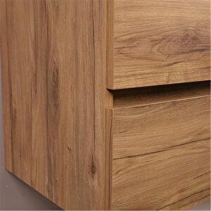 Kobos Simple 60 Cm Çekmeceli Banyo Dolabı Seti Light Walnut
